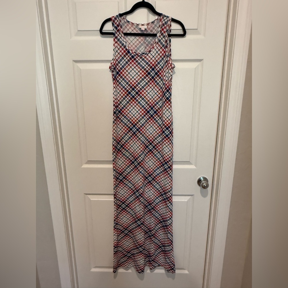 LuLaRoe Red and Blue Plaid Dani Maxi Dress
